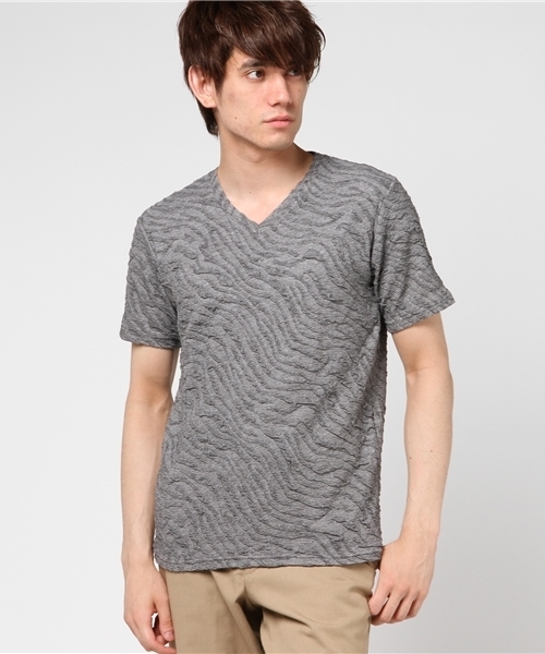VENCEEXCHANGE(ヴァンスエクスチェンジ)の「MIXジャガードTシャツ (Tシャツ/カットソー・メンズ・ブラック/ダークグレー/ブルー/ホワイト/ピンク/ネイビー/ボルドー/ダークグリーン/パープル・LARGE/MEDIUM/X-LARGE)」の3枚目の写真