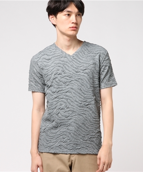 VENCEEXCHANGE(ヴァンスエクスチェンジ)の「MIXジャガードTシャツ (Tシャツ/カットソー・メンズ・ブラック/ダークグレー/ブルー/ホワイト/ピンク/ネイビー/ボルドー/ダークグリーン/パープル・LARGE/MEDIUM/X-LARGE)」の4枚目の写真