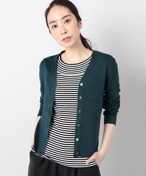 Spick & Span（スピックアンドスパン）の「マーセライズコットン Vカーディガン◆（カーディガン/ボレロ・レディース・ブラック/マルチ/グリーン系その他/その他5/キャメル/ボルドー・FREE）」の3枚目の写真