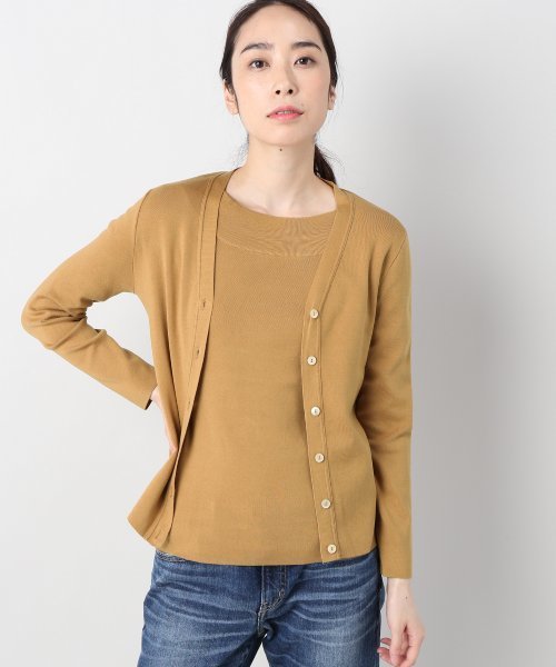 Spick & Span（スピックアンドスパン）の「マーセライズコットン Vカーディガン◆（カーディガン/ボレロ・レディース・ブラック/マルチ/グリーン系その他/その他5/キャメル/ボルドー・FREE）」の4枚目の写真