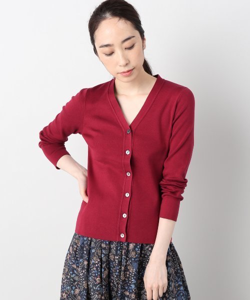 Spick & Span（スピックアンドスパン）の「マーセライズコットン Vカーディガン◆（カーディガン/ボレロ・レディース・ブラック/マルチ/グリーン系その他/その他5/キャメル/ボルドー・FREE）」の5枚目の写真
