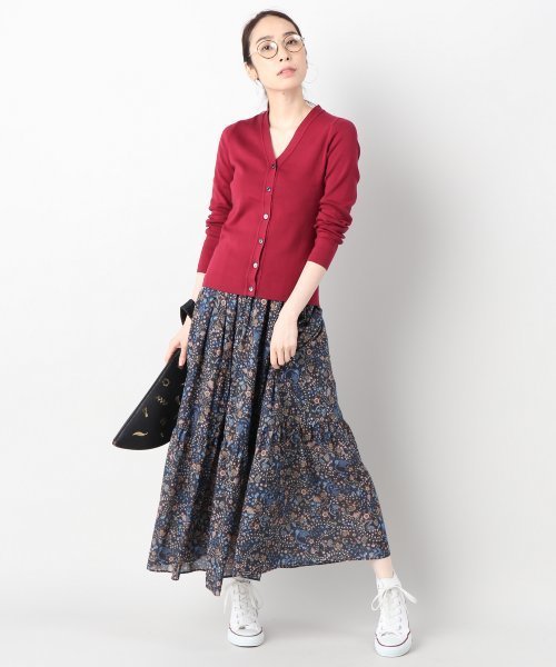 Spick & Span（スピックアンドスパン）の「マーセライズコットン Vカーディガン◆（カーディガン/ボレロ・レディース・ブラック/マルチ/グリーン系その他/その他5/キャメル/ボルドー・FREE）」の10枚目の写真