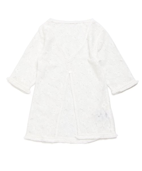 apres les cours（アプレレクール）の「レースガウン（カーディガン/ボレロ・キッズ・オフホワイト/サーモンピンク・110/130/140/100/120/90）」の2枚目の写真