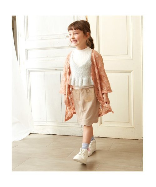 apres les cours（アプレレクール）の「レースガウン（カーディガン/ボレロ・キッズ・オフホワイト/サーモンピンク・110/130/140/100/120/90）」の3枚目の写真