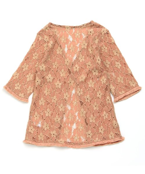 apres les cours（アプレレクール）の「レースガウン（カーディガン/ボレロ・キッズ・オフホワイト/サーモンピンク・110/130/140/100/120/90）」の9枚目の写真