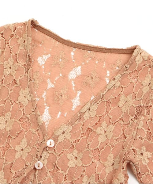 apres les cours（アプレレクール）の「レースガウン（カーディガン/ボレロ・キッズ・オフホワイト/サーモンピンク・110/130/140/100/120/90）」の10枚目の写真