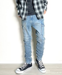 BEATJIVE（ビートジャイブ）の「カーゴパンツ ストレッチ ちょいサルエル テーパード スリム スキニーパンツ キレイめ ツイル デニムパンツ メンズ（カーゴパンツ）」