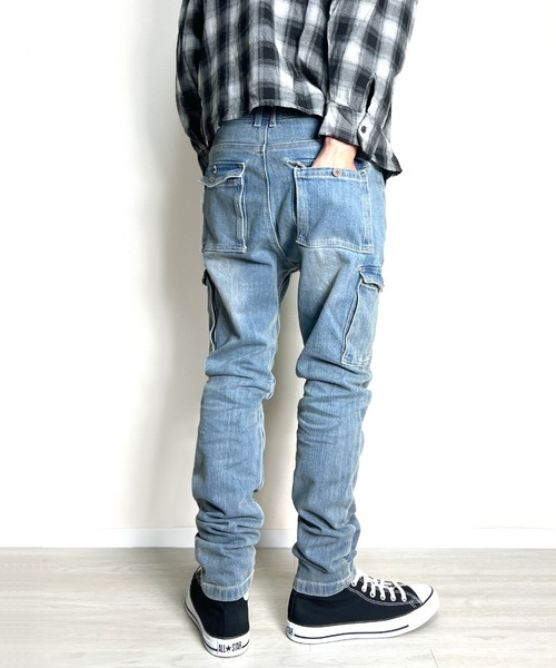 BEATJIVE（ビートジャイブ）の「カーゴパンツ ストレッチ ちょいサルエル テーパード スリム スキニーパンツ キレイめ ツイル デニムパンツ メンズ（カーゴパンツ・メンズ・ブラック/ベージュ/カーキ/インディゴブルー/アーミー/グレー系その他/ブラック系その他/グレー系その他2/ブルー系その他/ブルー系その他2・2/4/3）」の22枚目の写真