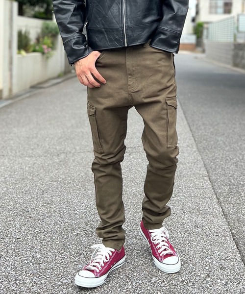 セール】カーゴパンツ ストレッチ ちょいサルエル テーパード スリム