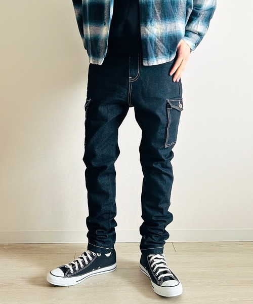 セール】カーゴパンツ ストレッチ ちょいサルエル テーパード スリム