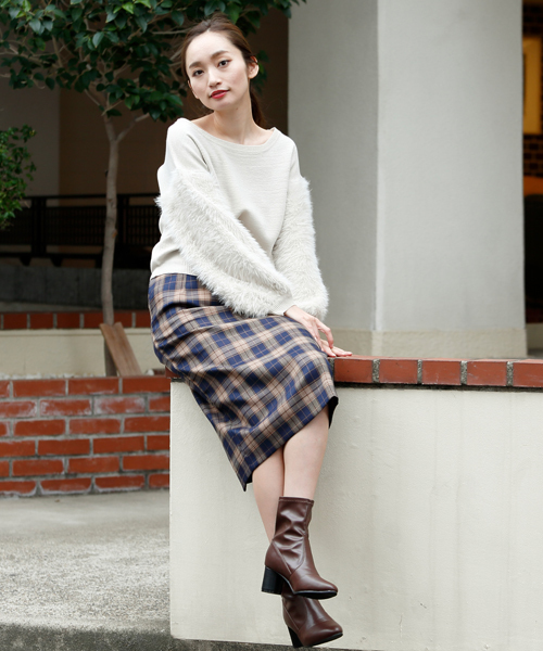 RAY CASSIN（レイカズン）の「チェック柄ペンシルスカート（スカート・レディース・ネイビー/レッド/オレンジ・FREE）」の11枚目の写真