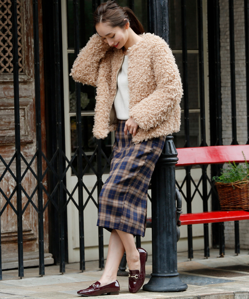 RAY CASSIN（レイカズン）の「チェック柄ペンシルスカート（スカート・レディース・ネイビー/レッド/オレンジ・FREE）」の13枚目の写真