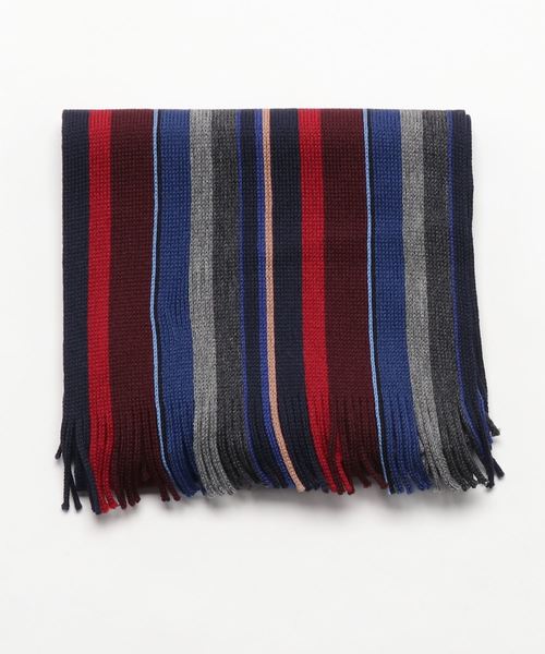 RAMUDA（ラムダ）の「ウール　ラッセルストライプマフラー（マフラー・メンズ・グレー/ブラック/ブルー・ﾌﾘ-）」の3枚目の写真