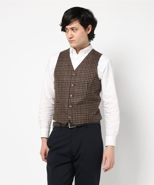 ベスト　ハウンドゥトゥースチェック