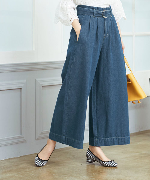 KOBE LETTUCE（コウベレタス）の「Dカンベルト付ハイウエストワイドデニムパンツ/レディースボトムス/ジーンズ[M2018]神戸レタス（デニムパンツ・レディース・ライトブルー/インディゴブルー/ブルー・FREE）」の3枚目の写真