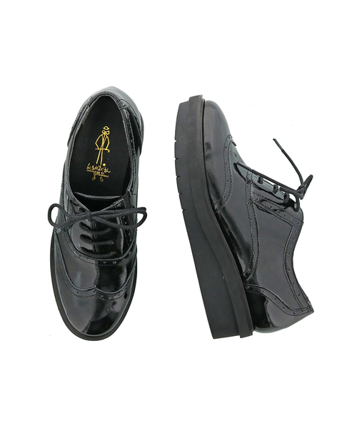 あしながおじさん（アシナガオジサン）の「◆ あしながおじさん ◆　厚底オックスフォードシューズ　3010001（ドレスシューズ・レディース・ブラック/ブラック×グリーン/クリアブラック・22.5cm/23.0cm/23.5cm/24.0cm/24.5cm）」の8枚目の写真