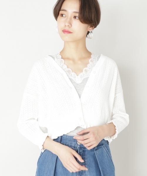 LOWRYS FARM(ローリーズファーム)の「プリプリスカシカーデ 798605(カーディガン/ボレロ・レディース・ブラック/オフホワイト/ベージュ/グリーン・MEDIUM/LARGE)」の2枚目の写真