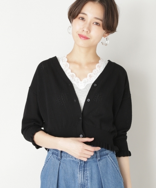 LOWRYS FARM(ローリーズファーム)の「プリプリスカシカーデ 798605(カーディガン/ボレロ・レディース・ブラック/オフホワイト/ベージュ/グリーン・MEDIUM/LARGE)」の3枚目の写真