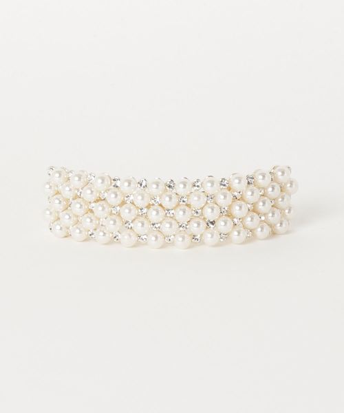 Cupid Heart(キューピッドハート)の「【Cupid Heart】結婚式アクセサリー パールビジュースクエアバレッタ(バレッタ/ヘアクリップ・レディース・ゴールド・MEDIUM)」の6枚目の写真