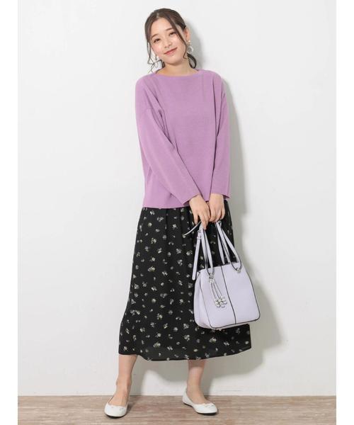 earth music&ecology（アースミュージックアンドエコロジー）の「ウエストタッセル花柄ギャザースカート ●（スカート・レディース・ブラック/ライトイエロー/ライトピンク・FREE）」の8枚目の写真