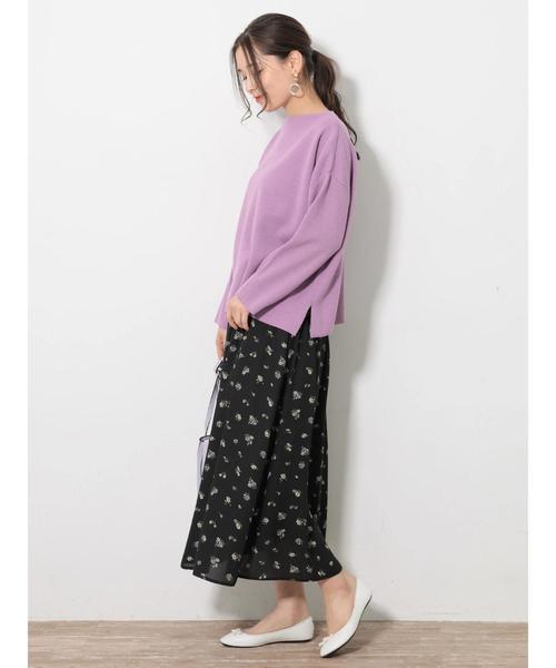 earth music&ecology（アースミュージックアンドエコロジー）の「ウエストタッセル花柄ギャザースカート ●（スカート・レディース・ブラック/ライトイエロー/ライトピンク・FREE）」の9枚目の写真