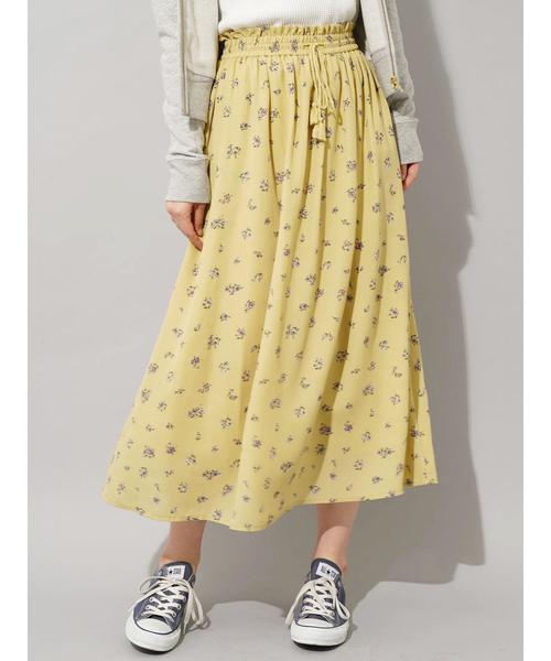 earth music&ecology（アースミュージックアンドエコロジー）の「ウエストタッセル花柄ギャザースカート ●（スカート・レディース・ブラック/ライトイエロー/ライトピンク・FREE）」の11枚目の写真