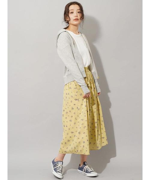 earth music&ecology（アースミュージックアンドエコロジー）の「ウエストタッセル花柄ギャザースカート ●（スカート・レディース・ブラック/ライトイエロー/ライトピンク・FREE）」の13枚目の写真