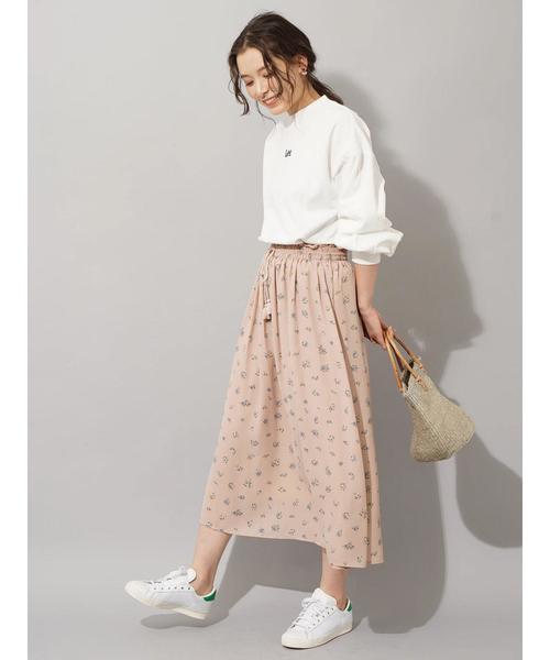 earth music&ecology（アースミュージックアンドエコロジー）の「ウエストタッセル花柄ギャザースカート ●（スカート・レディース・ブラック/ライトイエロー/ライトピンク・FREE）」の17枚目の写真