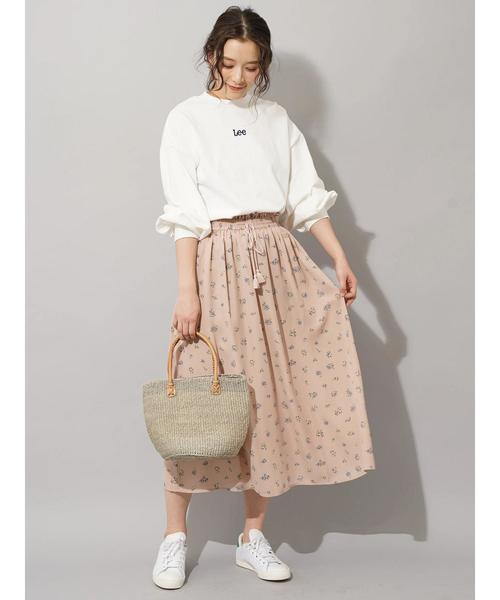 earth music&ecology（アースミュージックアンドエコロジー）の「ウエストタッセル花柄ギャザースカート ●（スカート・レディース・ブラック/ライトイエロー/ライトピンク・FREE）」の18枚目の写真