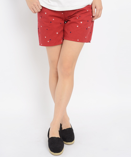 X-girl(エックスガール)の「STAR EMBROIDERY CHINO SHORTS(カーゴパンツ・レディース・ベージュ/レッド/ネイビー・1/0/2)」の3枚目の写真
