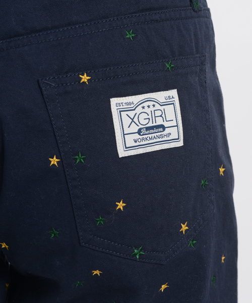 X-girl(エックスガール)の「STAR EMBROIDERY CHINO SHORTS(カーゴパンツ・レディース・ベージュ/レッド/ネイビー・1/0/2)」の4枚目の写真