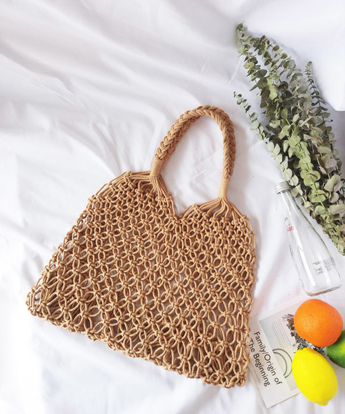 ABITOKYO（アビトーキョー）の「メッシュトートカゴバッグ（かごバッグ・レディース・ベージュ/アイボリー・FREE）」の5枚目の写真