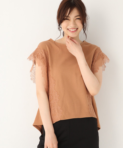 GLOBAL WORK（グローバルワーク）の「カタレースＴ半袖/836568（Tシャツ/カットソー・レディース・ブラック/ネイビー/オフホワイト/ベージュ系その他3・MEDIUM/LARGE）」の4枚目の写真