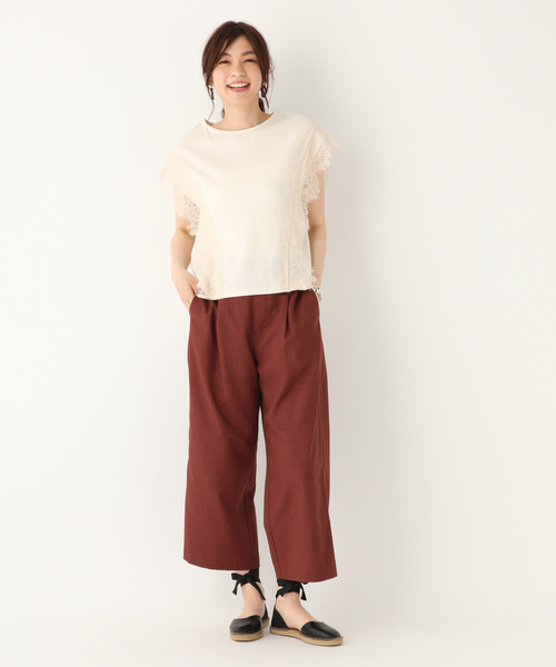 GLOBAL WORK（グローバルワーク）の「カタレースＴ半袖/836568（Tシャツ/カットソー・レディース・ブラック/ネイビー/オフホワイト/ベージュ系その他3・MEDIUM/LARGE）」の5枚目の写真