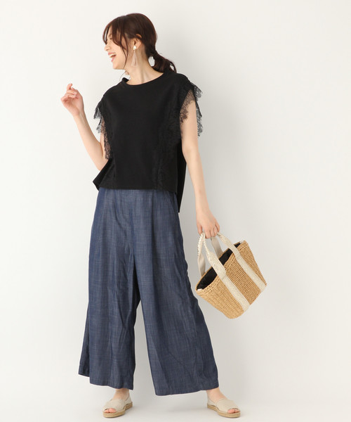 GLOBAL WORK（グローバルワーク）の「カタレースＴ半袖/836568（Tシャツ/カットソー・レディース・ブラック/ネイビー/オフホワイト/ベージュ系その他3・MEDIUM/LARGE）」の6枚目の写真