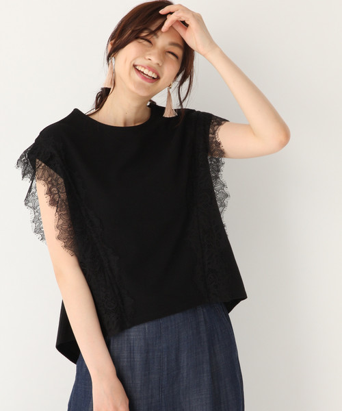 GLOBAL WORK（グローバルワーク）の「カタレースＴ半袖/836568（Tシャツ/カットソー・レディース・ブラック/ネイビー/オフホワイト/ベージュ系その他3・MEDIUM/LARGE）」の10枚目の写真