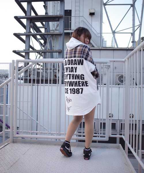 rovtski(ロフトスキー)の「【ビッグシルエット】JERZY CHECK MIX MIX HOOD SHIRT/オーバーサイズ ジャージ チェックミックス フードシャツ(シャツ/ブラウス・レディース・ホワイト×ブラック/ホワイト系その他/ホワイト×イエロー・FREE)」の7枚目の写真