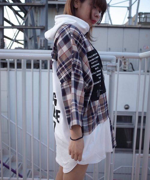 rovtski(ロフトスキー)の「【ビッグシルエット】JERZY CHECK MIX MIX HOOD SHIRT/オーバーサイズ ジャージ チェックミックス フードシャツ(シャツ/ブラウス・レディース・ホワイト×ブラック/ホワイト系その他/ホワイト×イエロー・FREE)」の11枚目の写真