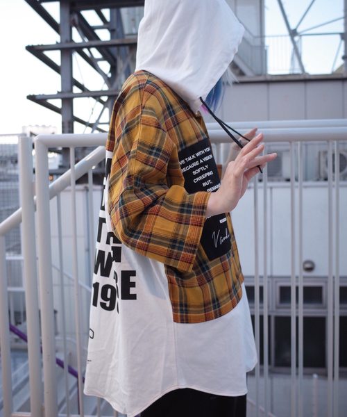 rovtski(ロフトスキー)の「【ビッグシルエット】JERZY CHECK MIX MIX HOOD SHIRT/オーバーサイズ ジャージ チェックミックス フードシャツ(シャツ/ブラウス・レディース・ホワイト×ブラック/ホワイト系その他/ホワイト×イエロー・FREE)」の19枚目の写真