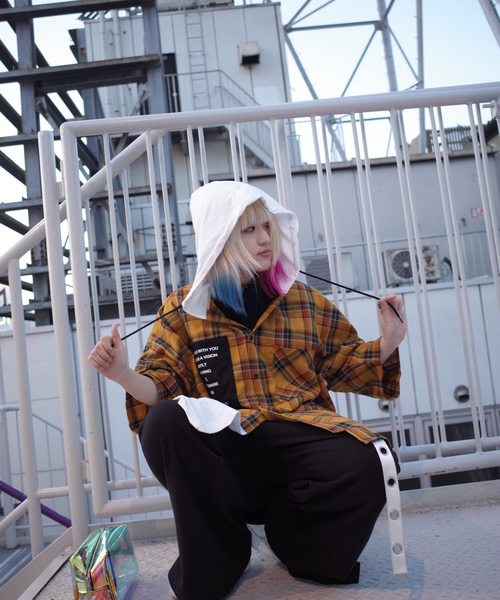 rovtski(ロフトスキー)の「【ビッグシルエット】JERZY CHECK MIX MIX HOOD SHIRT/オーバーサイズ ジャージ チェックミックス フードシャツ(シャツ/ブラウス・レディース・ホワイト×ブラック/ホワイト系その他/ホワイト×イエロー・FREE)」の21枚目の写真