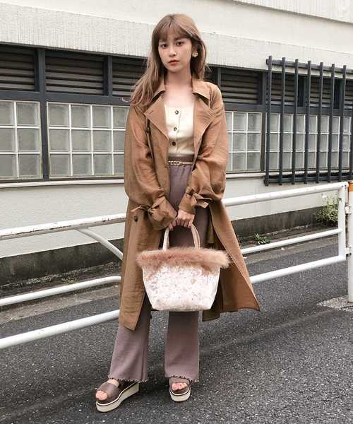 one after another NICE CLAUP（ワンアフターアナザーナイスクラップ）の「エレガンストレンチコート（トレンチコート・レディース・ベージュ/キャメル/ピンク・FREE）」の6枚目の写真