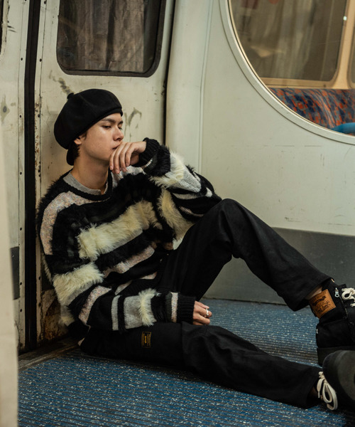 美品 CLANE HOMME クラネ ニット セーター インポート モード 厚手 セール】BACK SLIT CROCHET KNIT TOPS（ニット/セーター