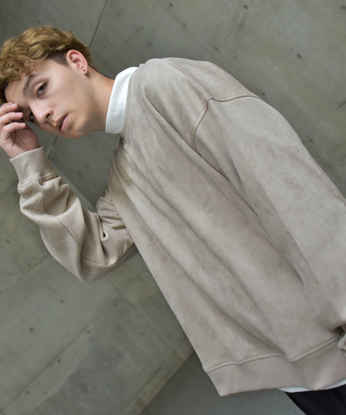 NILWAY（ニルウェイ）の「ポリスエード袖ボリュームスウェットトレーナー（スウェット・メンズ・ライトグレー/ブラック/ベージュ・MEDIUM/LARGE/X-LARGE）」の3枚目の写真