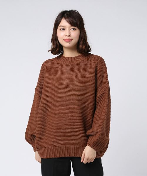 rps(アールピーエス)の「ボリューム袖ガーター編みニットプルオーバー(ニット/セーター・レディース・ブラウン/キャメル/ブルーグリーン/アイボリー・M)」の11枚目の写真