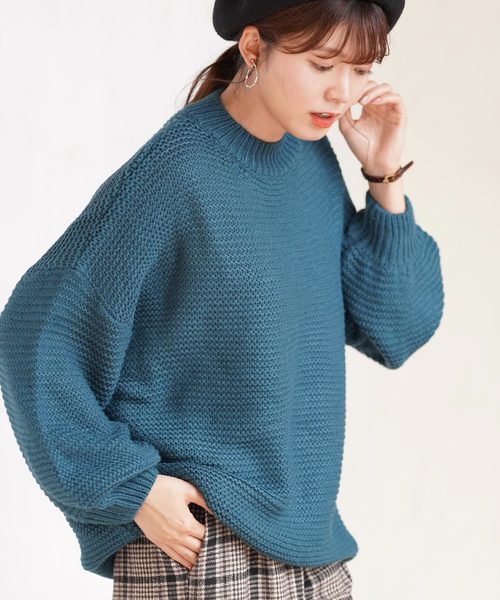 rps(アールピーエス)の「ボリューム袖ガーター編みニットプルオーバー(ニット/セーター・レディース・ブラウン/キャメル/ブルーグリーン/アイボリー・M)」の8枚目の写真