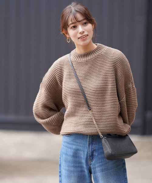 rps(アールピーエス)の「ボリューム袖ガーター編みニットプルオーバー(ニット/セーター・レディース・ブラウン/キャメル/ブルーグリーン/アイボリー・M)」の12枚目の写真