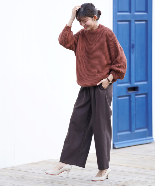 rps(アールピーエス)の「ボリューム袖ガーター編みニットプルオーバー(ニット/セーター・レディース・ブラウン/キャメル/ブルーグリーン/アイボリー・M)」の13枚目の写真