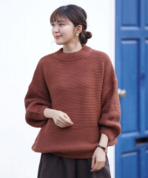 rps(アールピーエス)の「ボリューム袖ガーター編みニットプルオーバー(ニット/セーター・レディース・ブラウン/キャメル/ブルーグリーン/アイボリー・M)」の14枚目の写真