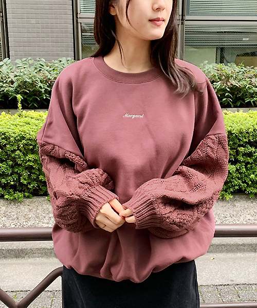 apres jour(アプレジュール)の「袖ケーブルスウェット【ZOZOTOWN限定アイテム】(スウェット・レディース・アイボリー/モカ/スモークピンク/ライトベージュ・フリー)」の5枚目の写真