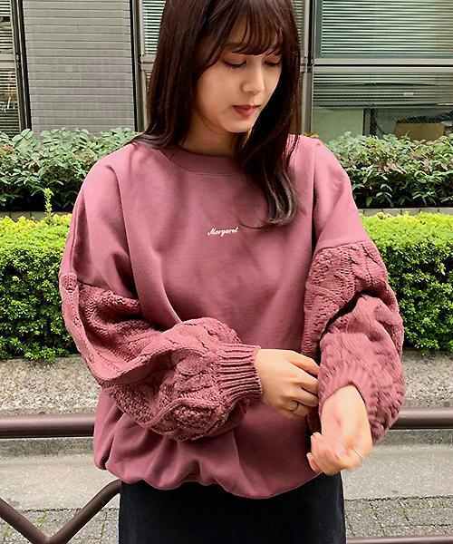 apres jour(アプレジュール)の「袖ケーブルスウェット【ZOZOTOWN限定アイテム】(スウェット・レディース・アイボリー/モカ/スモークピンク/ライトベージュ・フリー)」の6枚目の写真